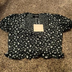 Black Floral Women Top